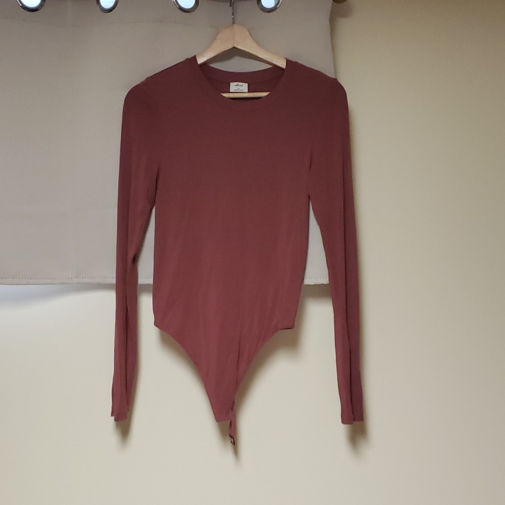 Aritzia Wilfred Long Sleeve Red Bodysuit